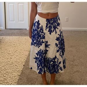 Vintage 90s Gap Floral‎ Cotton A-line Midi Skirt